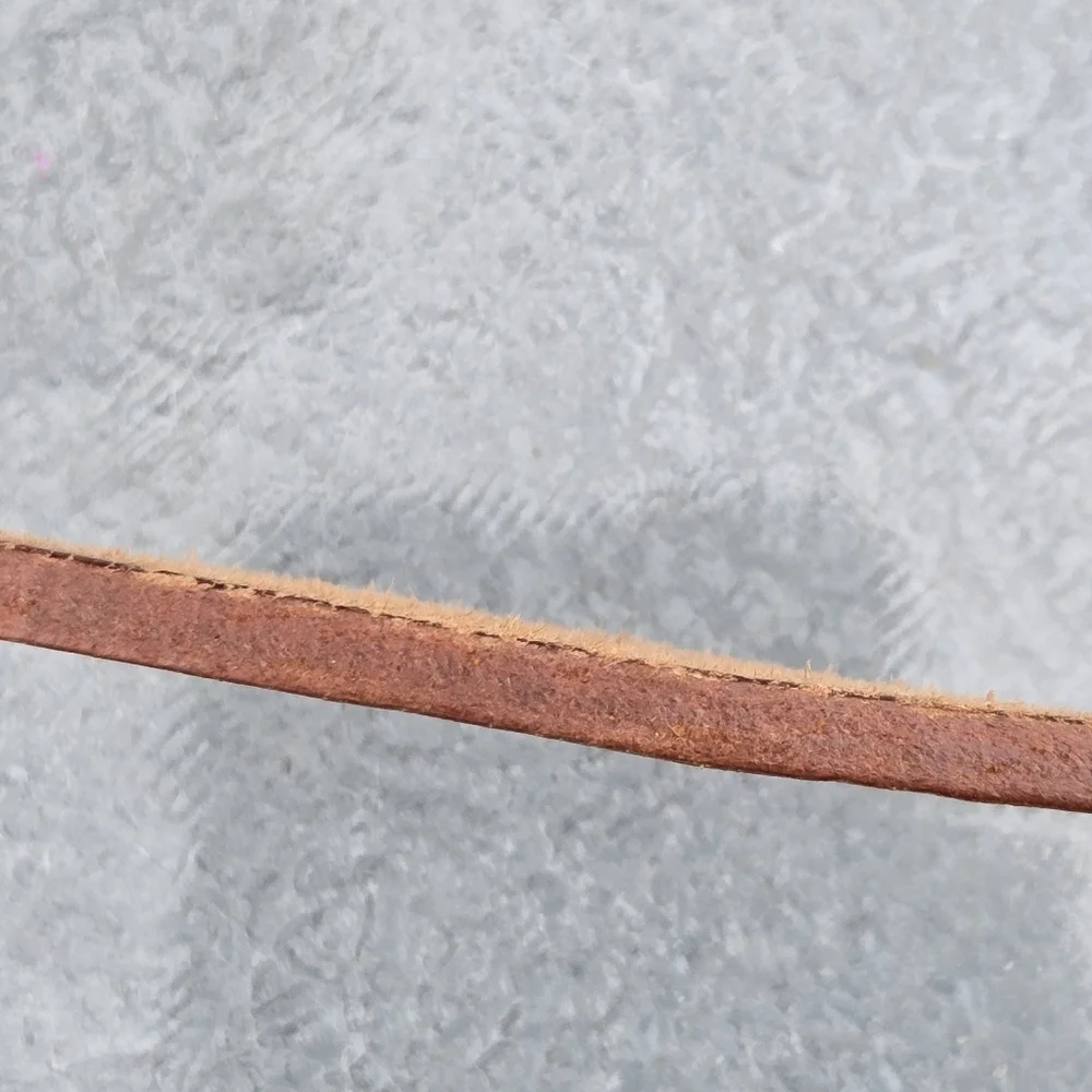 Solid Brass Tan Leather Belt with Solid Brass Buckle 42